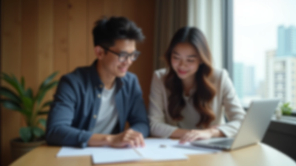 Couple reviewing financial documents together at home, planning their finances